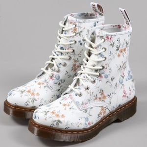 Doc Martens 1460 White Wild Flowers Boots Size 8